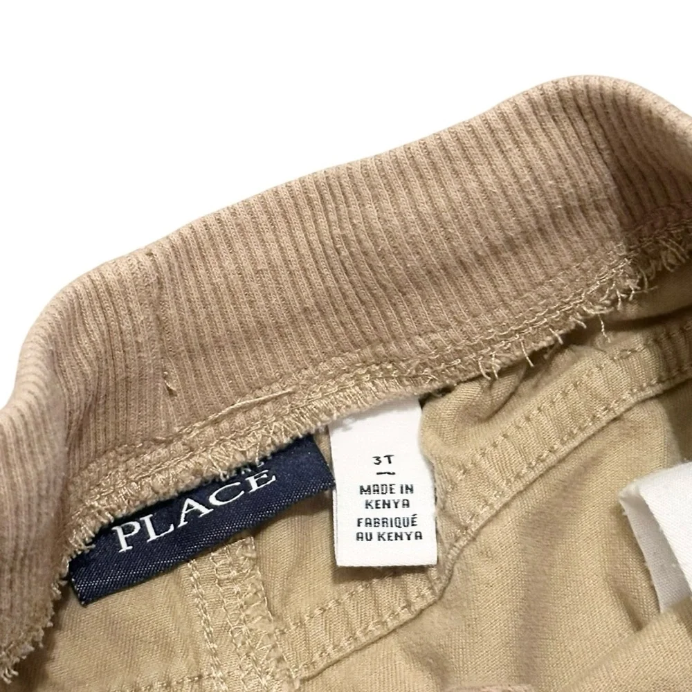 Children's Place 3T Boys Beige Tan Cargo relaxed elastic waist pants